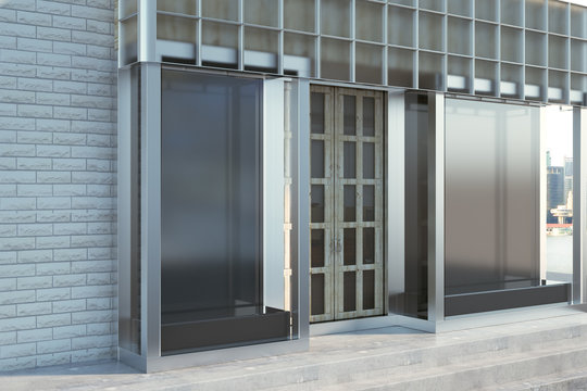 Contemporary storefront with copyspace side