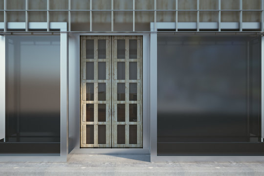 Glass storefront with copyspace