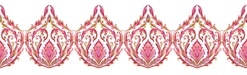 Obraz premium seamless lovely border with floral vignette. watercolor painting