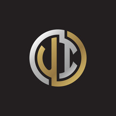 Initial letter UI, looping line, circle shape logo, silver gold color on black background