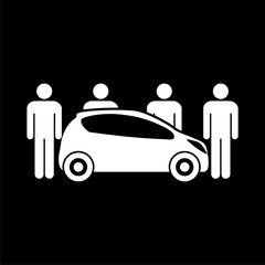 Car Sharing icon, Car sharing Symbol on dark background