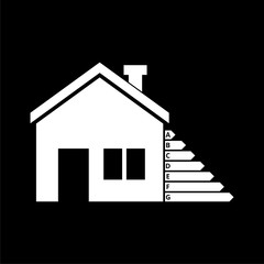 Energy efficiency icon, House and energy efficiency concept on dark background