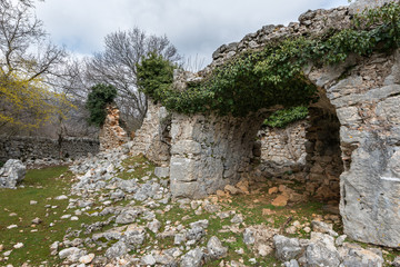 Fototapeta na wymiar Ruin of an abandoned stone house in Croatia