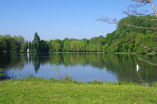 Lake near Viarmes in Paris area in France, Europe