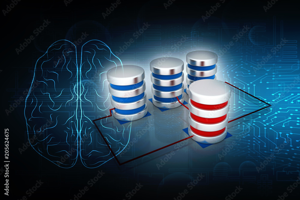 Poster 3d rendering database storage data base