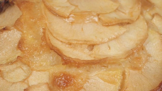 Baked apple cake close up