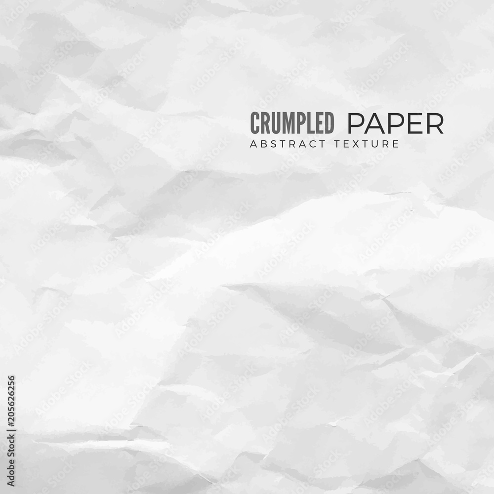 Poster crumpled paper texture. white empty leaf of crumpled paper. torn surface of letter blank. effect cru