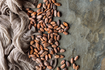 Kakao Bohnen auf dunkelem Hintergrund