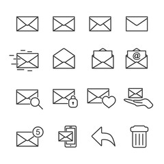 Vector image set mail line icons.