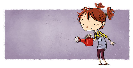 niña feliz con regadera © cirodelia