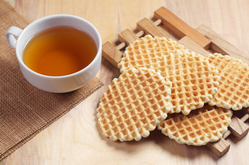 Tea and sweet waffles