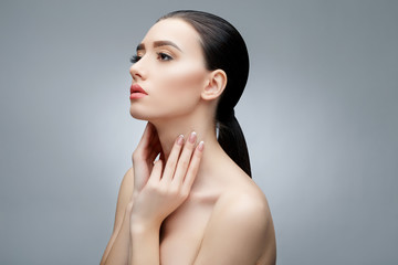 Brunette asian girl with long straight hair