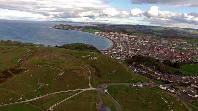 Flying over the beach of Llandudno, Wales - United Kingdom