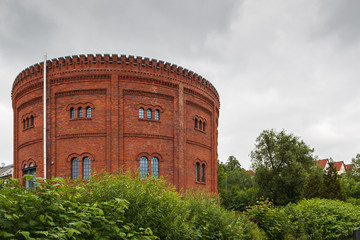 Gasometer, Backsteinbau in Zwickau, Deutschland