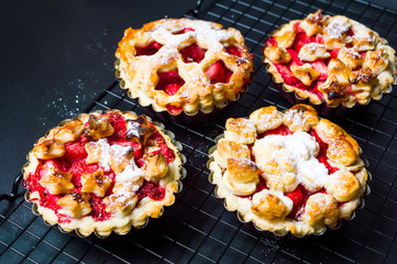Strawberry sweet pie, pastry dessert