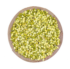 Raw Split Mung Bean Lentils or Mung Daal isolated on White Background