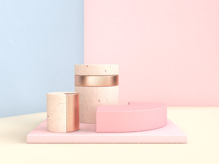 abstract scene 3d rendering blue pink wall geometric shape set