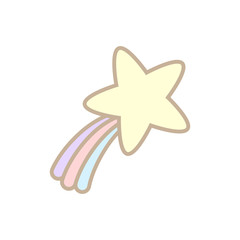 Cute comet with rainbow isolated on white background in pastel.
