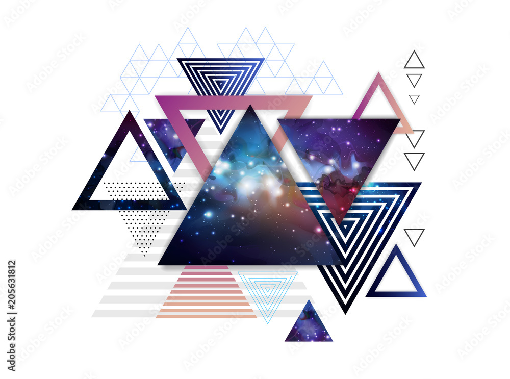 Wall mural abstract hipster polygonal triangle background with open space inside.