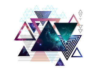 Abstract hipster polygonal triangle background with open space inside.
