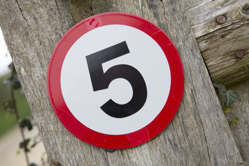 Red and White Five Speed Limit