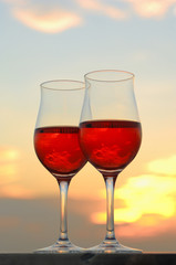 赤ワイン夕日