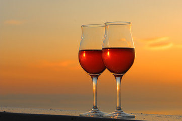 赤ワイン夕日