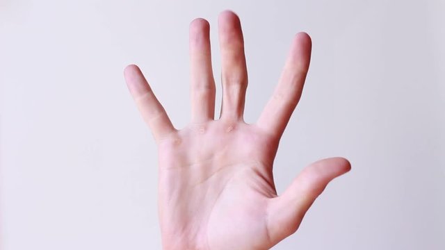 Male waving hand on white background