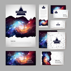 Document template with polygonal geometric space abstract background