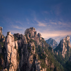 Obraz premium Huangshan Mountain at sunset, Yellow Mountain in Anhui province of China