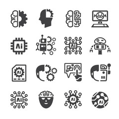Artificial intelligence icon set