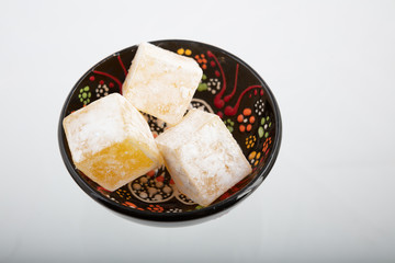 Tasty oriental sweets Turkish delight (lokum)