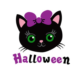 My first Halloween. Lovely kitten with a purple bow.