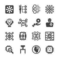 Artificial intelligence icon set 