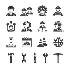 Engineer, Labourer, Technician icon set