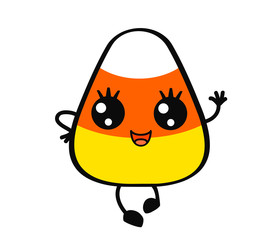 My first Halloween. Illustration of a funny corn candy. Kawai.