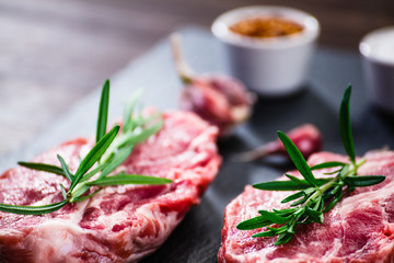 Raw pork on cutting board