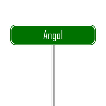 Angol Town sign - place-name sign