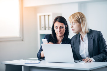 Colleagues working in office