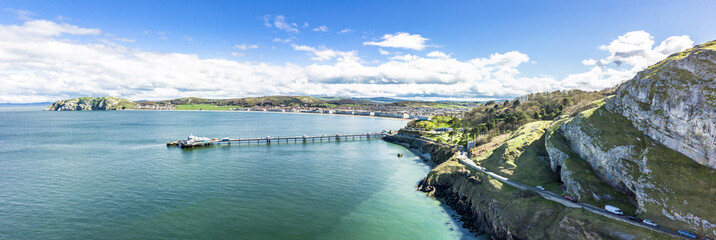 Aerial view of Llandudno with pier in Wales - United Kingdom