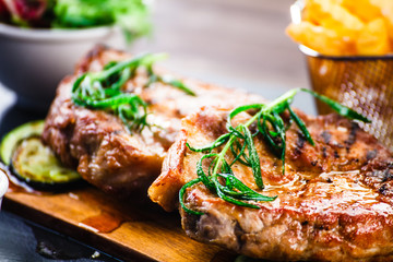 Grilled beefsteak with french fries
