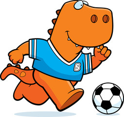 Cartoon T Rex Soccer