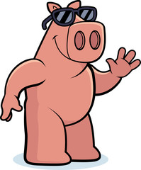 Fototapeta premium Cartoon Pig Sunglasses