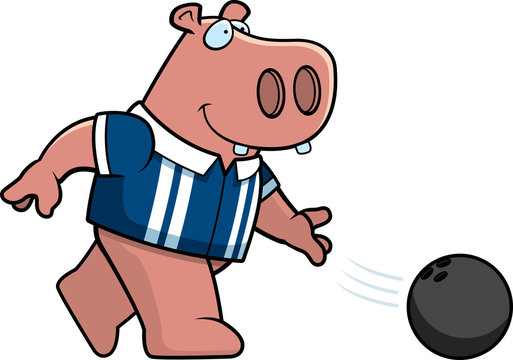 Cartoon Hippo Bowling