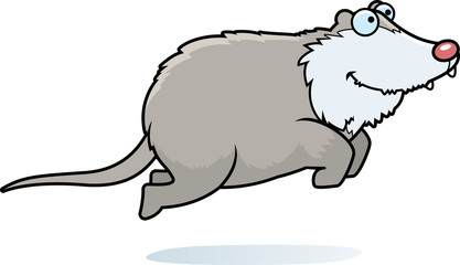 Cartoon Opossum Jumping