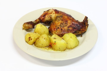 fried chicken on with potatos