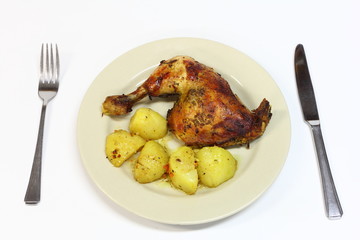 fried chicken on with potatos