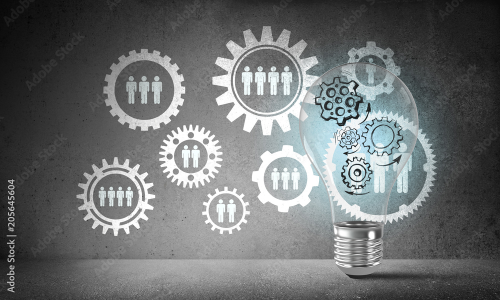 Poster concept of lightbulb as symbol of new idea.