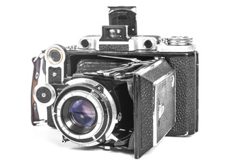 Antique camera with an accordion lens