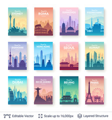 Collection of famous asian city scapes. © chuhastock